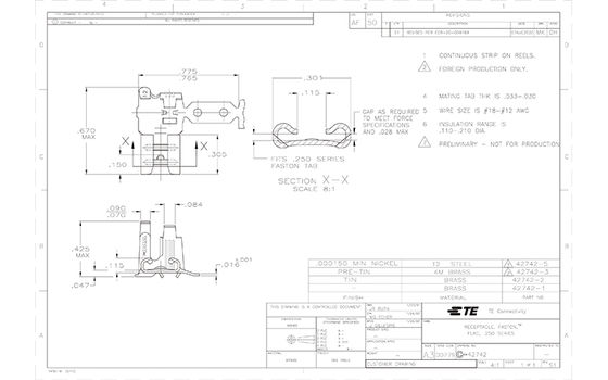 TE Connectivity AMP Connectors 42742-2 Automotive Terminal