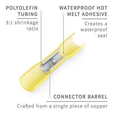 180PCS 나일론 방수 전기 케이블 와이어 스플라이스 열수축 와이어 커넥터 해양 자동차 내열 단자 세트